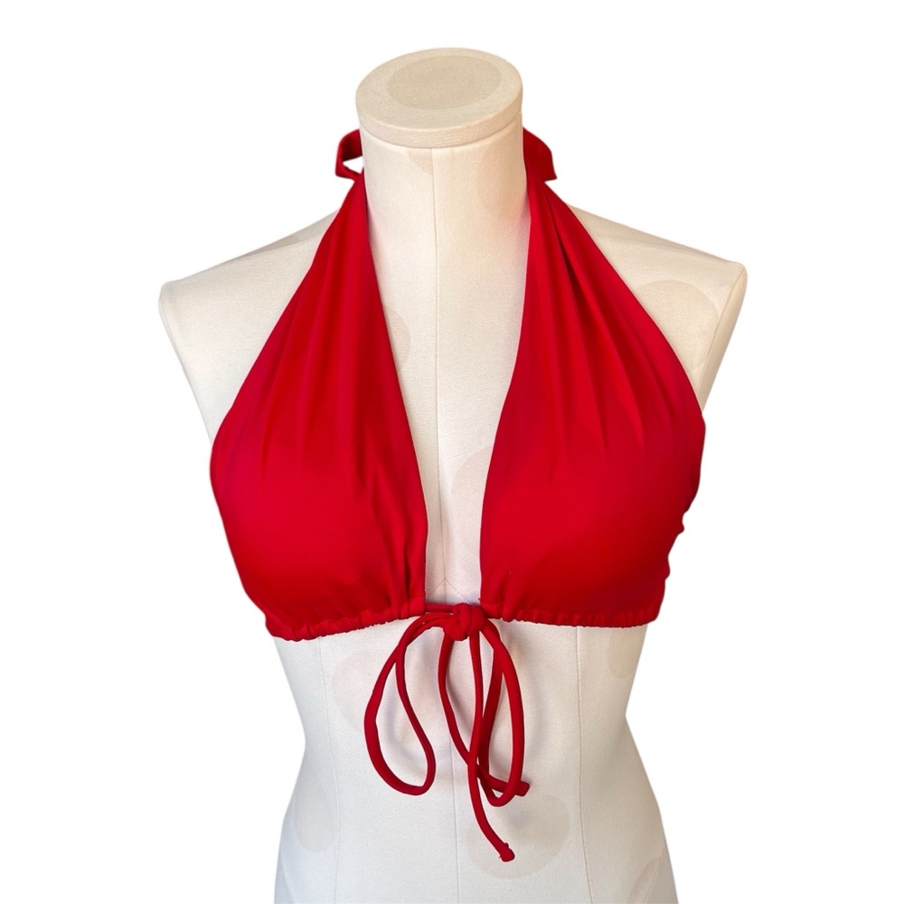 Red Halter Neck Tie Bikini Top in Small